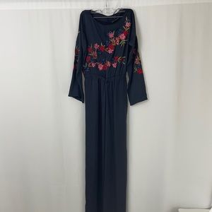 Zara women’s L/S embroidered jumpsuit size medium